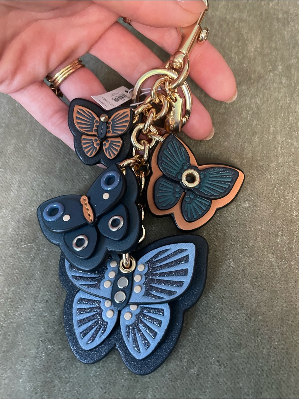COACH Layered Butterfly Key Charm Denim Blue NWT / factory wrap C8224 - Picture 4 of 5